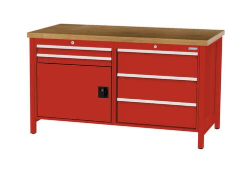 Bedrunka + Hirth Werkbank mit Buche-Massivholzplatte Gestell in vielen Farben, 5 Schubladen, 1 Schrank