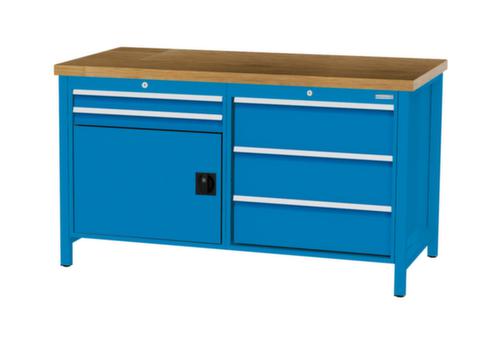 Bedrunka + Hirth Werkbank mit Buche-Massivholzplatte Gestell in vielen Farben, 5 Schubladen, 1 Schrank