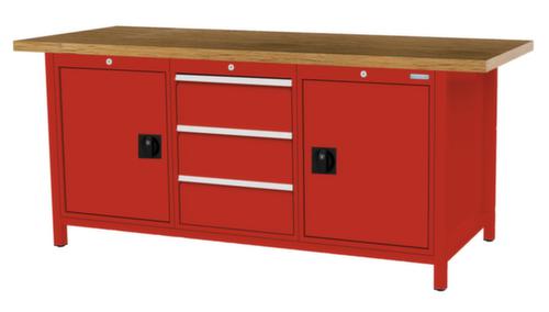 Bedrunka + Hirth Werkbank mit Buche-Massivholzplatte Gestell in vielen Farben, 3 Schubladen, 2 Schränke