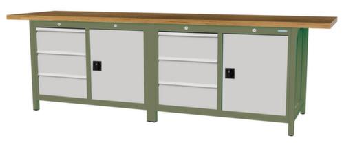 Bedrunka + Hirth Werkbank mit Buche-Massivholzplatte Gestell in vielen Farben, 6 Schubladen, 2 Schränke