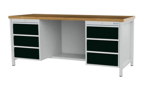Bedrunka + Hirth Werkbank mit Buche-Massivholzplatte Gestell in vielen Farben, 6 Schubladen, 1/2 Ablageboden