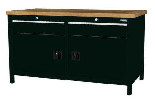 Bedrunka + Hirth Werkbank mit Buche-Massivholzplatte Gestell in vielen Farben, 2 Schubladen, 2 Schränke