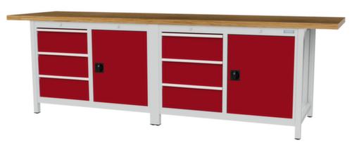 Bedrunka + Hirth Werkbank mit Buche-Massivholzplatte Gestell in vielen Farben, 6 Schubladen, 2 Schränke