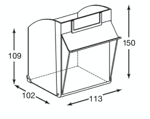 Magazinschrank mit Klappkästen, 48 Kästen, transparent