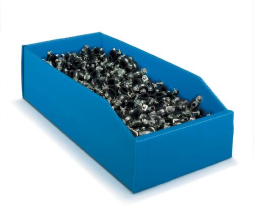 Faltbarer Sichtlagerkasten, blau, Tiefe 380 mm, Polypropylen