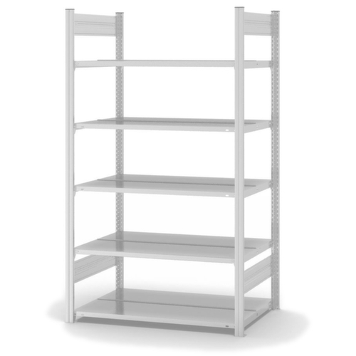 hofe Akten-Steckregal zur beidseitigen Nutzung, 5 Böden, RAL7035 Lichtgrau