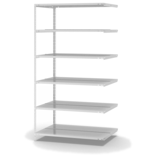 hofe Akten-Schraubregal Anbaufeld zur beidseitigen Nutzung, 6 Böden, RAL7035 Lichtgrau