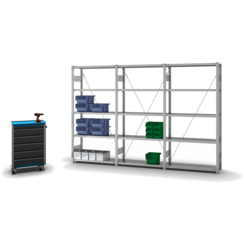 hofe System-Steckregal in Standard Bauart, Höhe x Breite x Tiefe 2000 x 1060 x 335 mm, 5 Böden