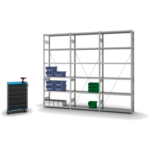 hofe System-Steckregal in mittelschwerer Bauart, Höhe x Breite x Tiefe 2500 x 1060 x 335 mm, 6 Böden