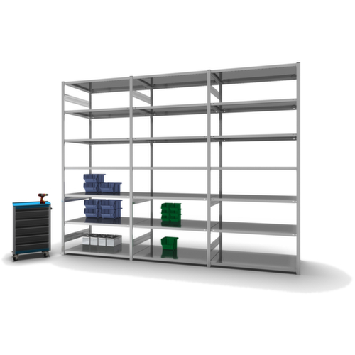 hofe Traversenregal in Standard Bauart, Höhe x Breite x Tiefe 3000 x 1310 x 835 mm, 7 Böden