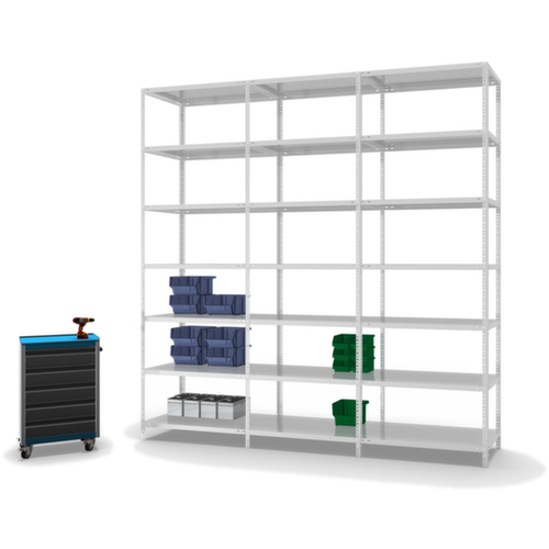 hofe Schraubregal Anbaufeld, 7 Böden, RAL7035 Lichtgrau