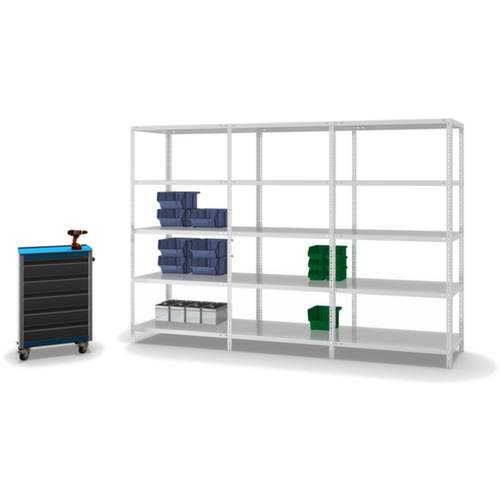 hofe Schraubregal Anbaufeld, 5 Böden, RAL7035 Lichtgrau