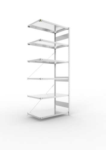 META System-Steckregal CLIP Anbaufeld, Höhe x Breite x Tiefe 2500 x 1006 x 636 mm, 6 Böden