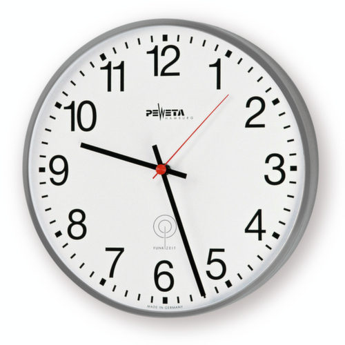 PEWETA Wanduhr mit Metallgehäuse, mit arabischen Zahlen, Ø 300 mm