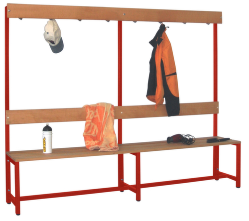 PAVOY Umkleidebank Basis mit Haken und Holzleisten