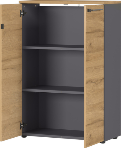 Aktenschrank GW-AGENDA, 3 Ordnerhöhen, graphit/Grandson-Eiche/Grandson-Eiche
