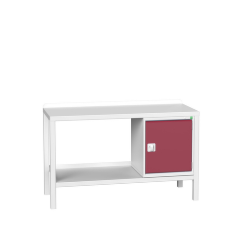 bott Werkbank verso, 1 Schrank, 1 Ablageboden, RAL7035 Lichtgrau/RAL3004 Purpurrot