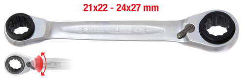 KS Tools 4 in 1 GEARplus umschaltbar Doppel-Ratschenringschlüssel