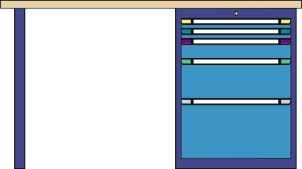 Thurmetall Werkbank, 5 Schubladen