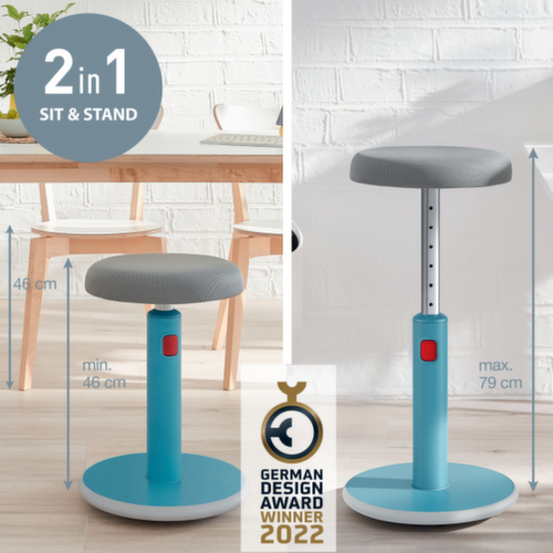 Leitz Sitz-Steh-Hocker Ergo Cosy Aktiv, Sitz grau, rutschfester Fußunterseite