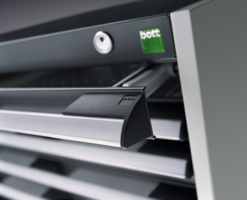 bott Schubladenschrank cubio Grundfläche 525x525 mm, 5 Schublade(n), RAL7035 Lichtgrau/RAL3004 Purpurrot