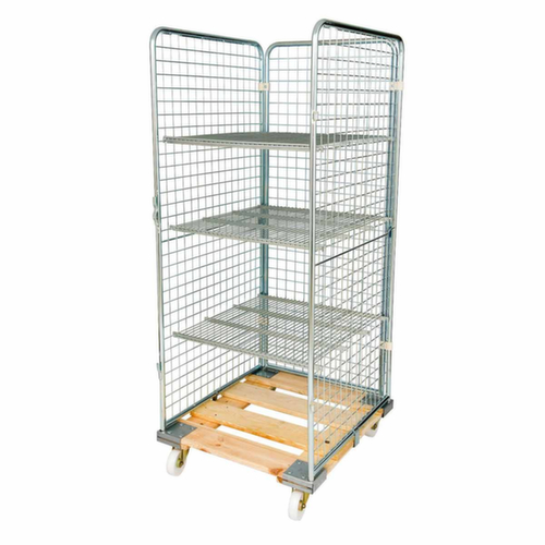 Rollbehälter rolltainer® ADB mit 3 Wänden, Traglast 500 kg, Länge x Breite 810 x 724 mm