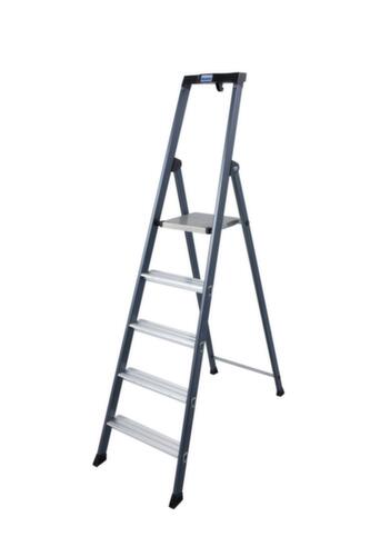 Krause Eloxierte Stufenstehleiter MONTO® SePro S®, 5 rutschhemmend profilierte Stufen