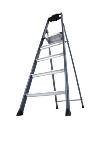 Krause Eloxierte Stufenstehleiter MONTO® SePro S®, 5 rutschhemmend profilierte Stufen