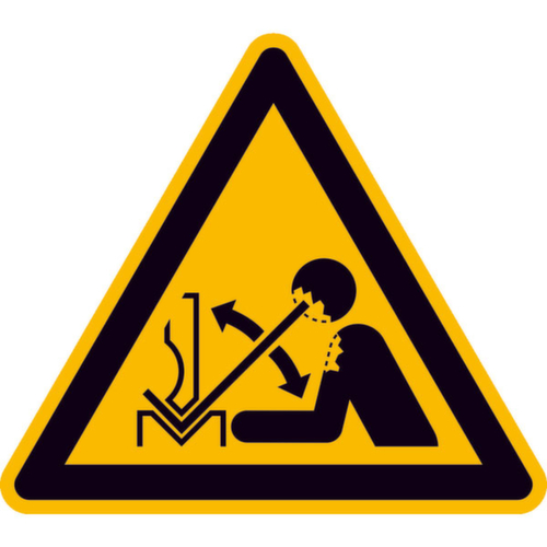 Warnschild SafetyMarking® vor hochschnellendem Werkstück in einer Presse