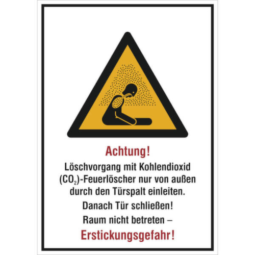 Warnkombischild SafetyMarking® "Achtung! Löschvorgang mit Kohlendioxid (CO2)-Feuerlöscher"