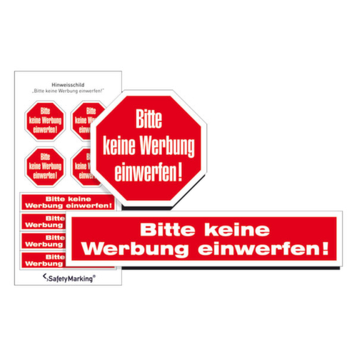 Hinweisschild SafetyMarking®, "Bitte keine Werbung einwerfen"