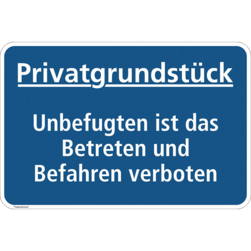 Hinweisschild SafetyMarking®, "Privatgrundstück - Unbefugten ist das Betreten und Befahren verboten!"