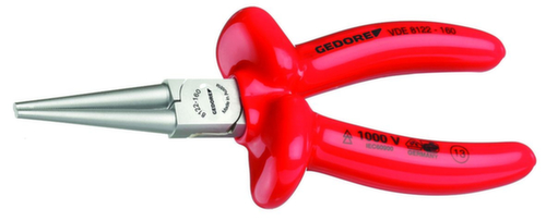 GEDORE VDE 8122-160 VDE-Rundzange mit Tauchisolierung 160 mm