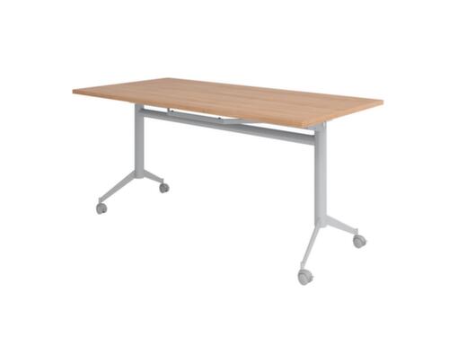 Fahrbarer Klapptisch, Höhe x Breite x Tiefe 750 x 1600 x 800 mm, Platte Nussbaum