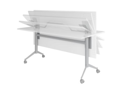 Fahrbarer Klapptisch, Höhe x Breite x Tiefe 750 x 1600 x 800 mm, Platte Nussbaum