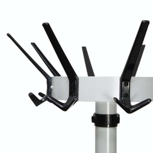 MAUL Garderobenständer MAULcaligo, mit 16/8/8 Haken, RAL9004 Signalschwarz / ähnlich RAL9006 Weißaluminium