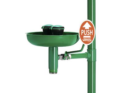 Körper- und Augendusche mit 2 fixen Brauseköpfen und Becken