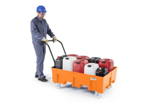 Denios Fahrbare PE-Auffangwanne base-line, für 2 x 200-Liter-Fass