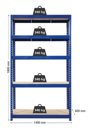 UDOBÄR Schwerlastregal, Höhe x Breite x Tiefe 1800 x 1400 x 600 mm, 5 Böden