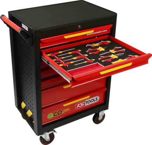 KS Tools ECOline Werkstattwagen mit 42 isolierten Werkzeugen für Hybrid- und Elektrofahrzeuge