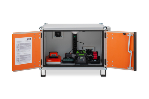 Explosionsgeschützter Lithium-Ionen-Ladeschrank PREMIUM 8/5 unterfahrbar, Höhe x Breite x Tiefe 520 x 800 x 660 mm