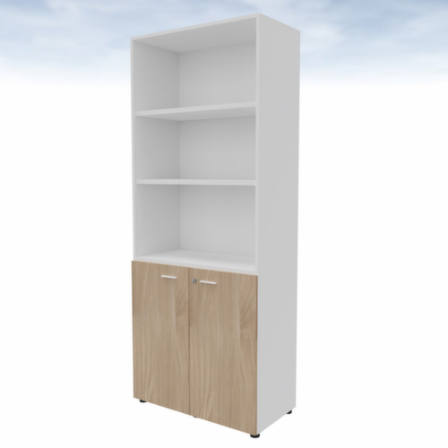 Quadrifoglio Kombischrank T45 mit 5 Ordnerhöhen, 5 Ordnerhöhen, weiß/Ulme