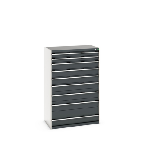 bott Schubladenschrank cubio Grundfläche 1050x650 mm, 9 Schublade(n), RAL7035 Lichtgrau/RAL7016 Anthrazitgrau