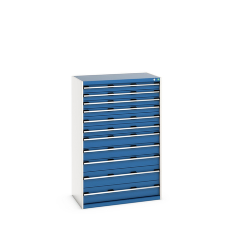 bott Schubladenschrank cubio Grundfläche 1050x650 mm, 11 Schublade(n), RAL7035 Lichtgrau/RAL5010 Enzianblau
