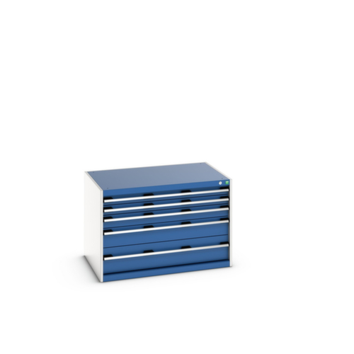 bott Schubladenschrank cubio Grundfläche 1050x750 mm, 5 Schublade(n), RAL7035 Lichtgrau/RAL5010 Enzianblau