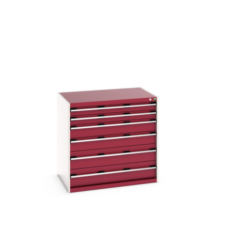 bott Schubladenschrank cubio Grundfläche 1050x750 mm, 6 Schublade(n), RAL7035 Lichtgrau/RAL3004 Purpurrot
