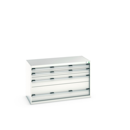 bott Schubladenschrank cubio Grundfläche 1300x650 mm, 4 Schublade(n), RAL7035 Lichtgrau/RAL7035 Lichtgrau