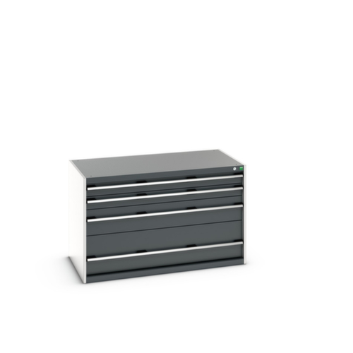 bott Schubladenschrank cubio Grundfläche 1300x750 mm, 4 Schublade(n), RAL7035 Lichtgrau/RAL7016 Anthrazitgrau