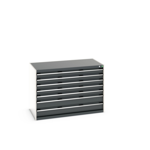 bott Schubladenschrank cubio Grundfläche 1300x750 mm, 7 Schublade(n), RAL7035 Lichtgrau/RAL7016 Anthrazitgrau