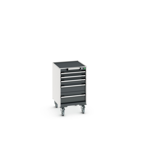 bott Fahrbarer Schubladenschrank cubio, 5 Schublade(n), RAL7035 Lichtgrau/RAL7016 Anthrazitgrau